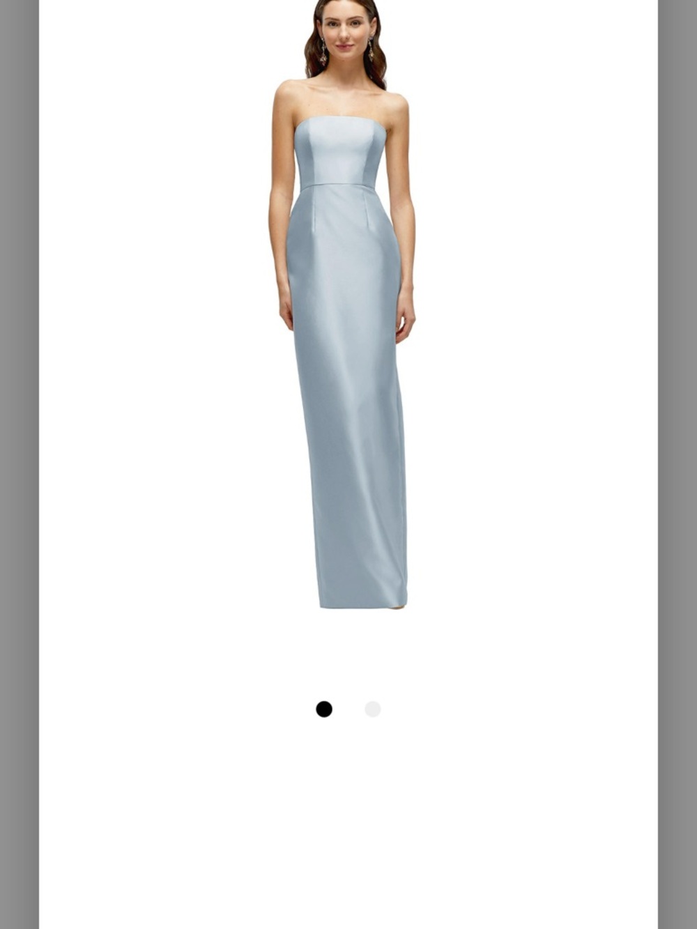Strapless Satin Column Gown in Light Blue